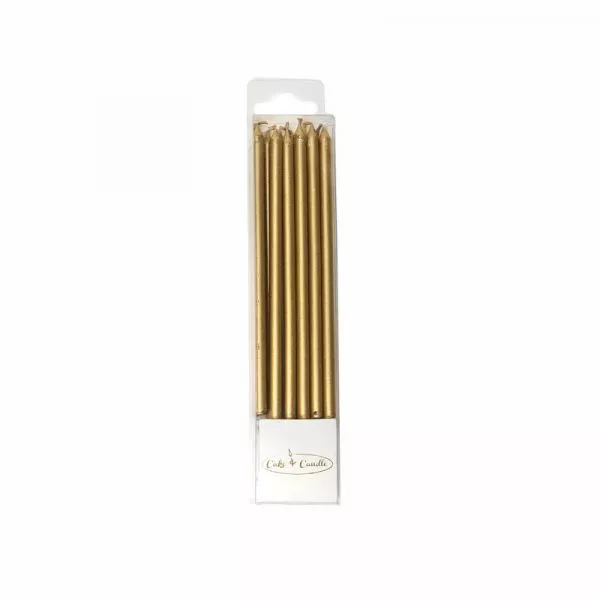 Cake and Candle 12cm tall candles - Gold