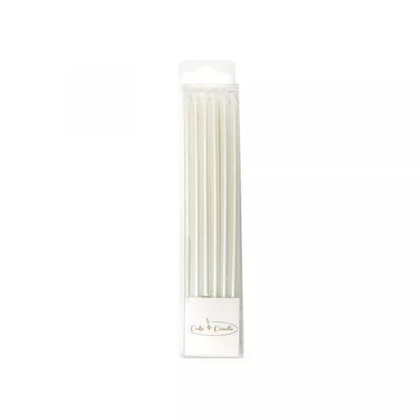 Cake and Candle 12cm tall candles - white