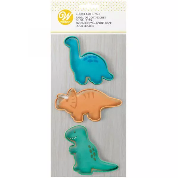 Dinosaur Cookie Cutters, 3-Piece Set (Triceratops, T-Rex, Brontosaurus)