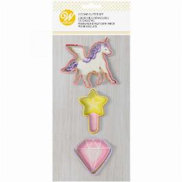 Unicorn, Magic Wand and Diamond Cookie Cutters, 3-Piece Set