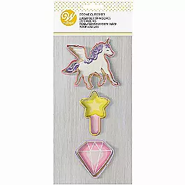 Unicorn, Magic Wand and Diamond Cookie Cutters, 3-Piece Set
