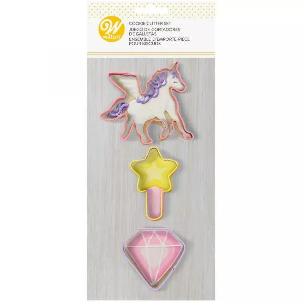 Unicorn, Magic Wand and Diamond Cookie Cutters, 3-Piece Set