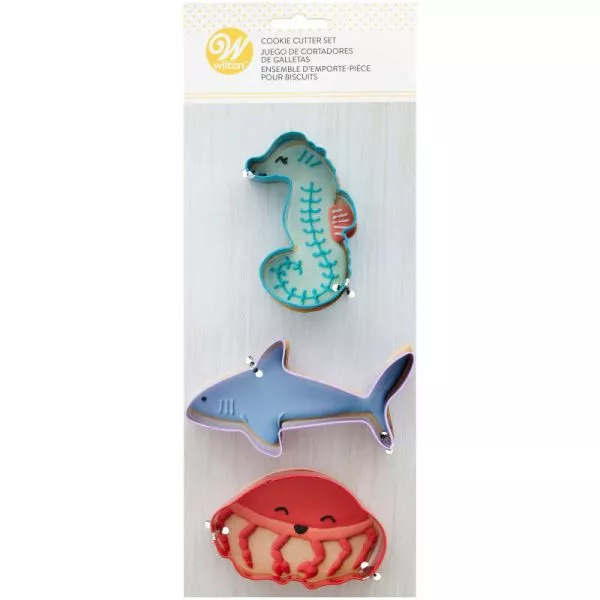 Wilton Under the Sea Cookie Cutter Set (Seahorse, Jellyfish, Shark)