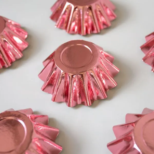 Glossy Rose Gold Bloom Baking Cups