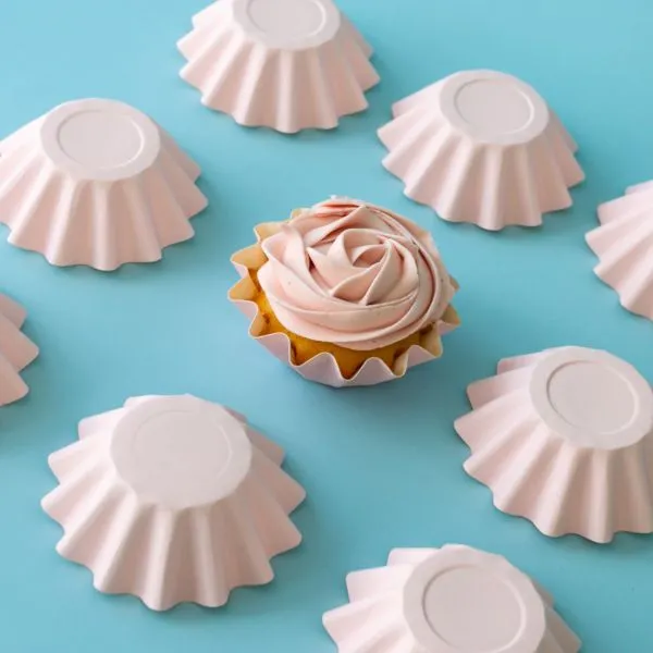 Matte Pastel Pink Bloom Baking Cups