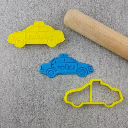 Custom Cookie Cutters Police Car Cutter and Embosser Set