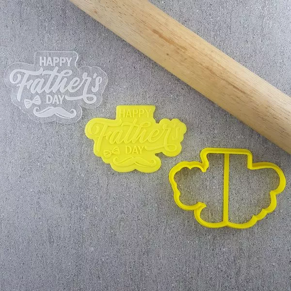 Custom Cookie Cutters Happy Fathers Day Cutter and Embosser Set