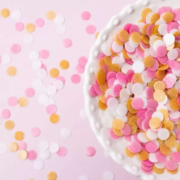 Pink White and Gold Wafer Confetti