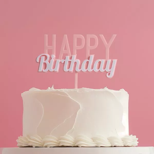 Cake and Candle Strawberry Layered Happy Birthday Cake Topper