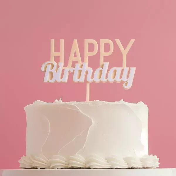 Cake and Candle Caramel Layered Happy Birthday Cake Topper
