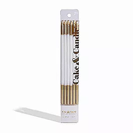 Cake and Candle Gold double dipped white candles