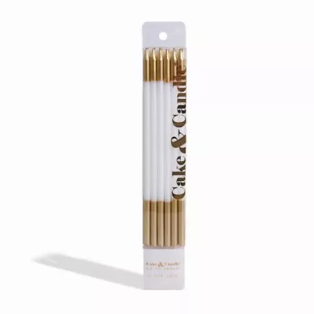 Cake and Candle Gold double dipped white candles