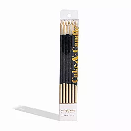 Cake and Candle Gold double dipped black candles