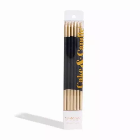 Cake and Candle Gold double dipped black candles Cake and Candle Gold double dipped black candles