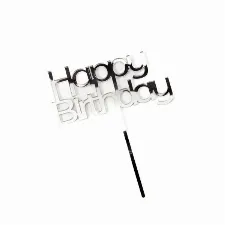 Cake and Candle Silver Happy Birthday