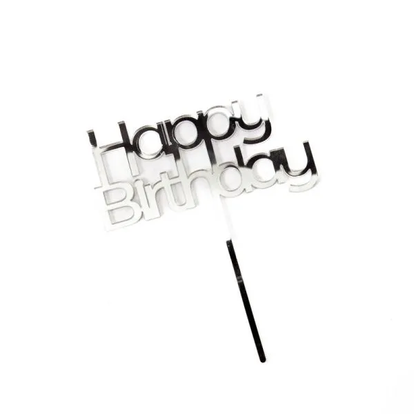 Cake and Candle Silver Happy Birthday