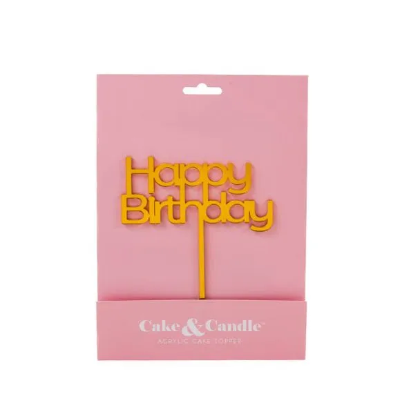 Cake and Candle Gold Happy Birthday