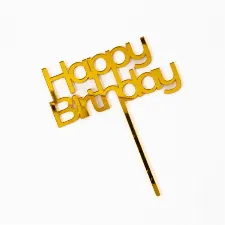 Cake and Candle Gold Happy Birthday