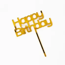 Cake and Candle Gold Happy Birthday