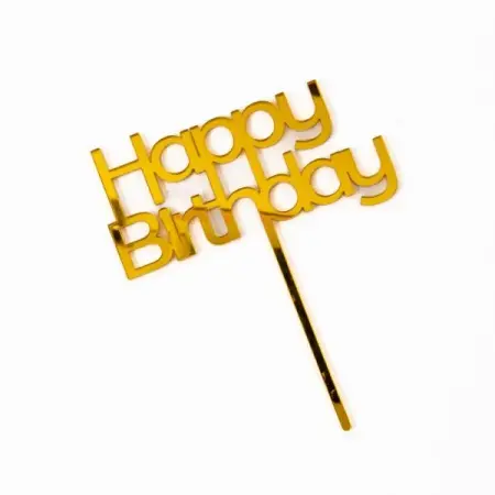 Cake and Candle Gold Happy Birthday