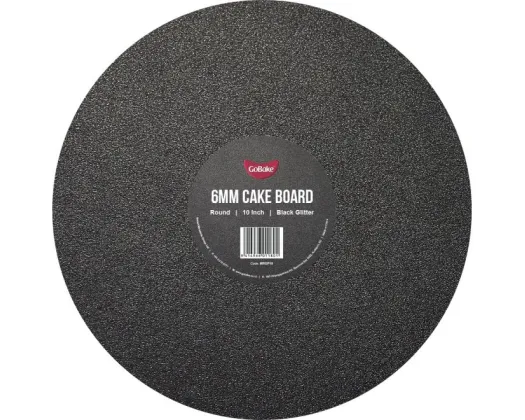 GoBake 10 Inch 6mm Round Black Glitter Masonite Board GoBake 10 Inch 6mm Round Black Glitter Masonite Board