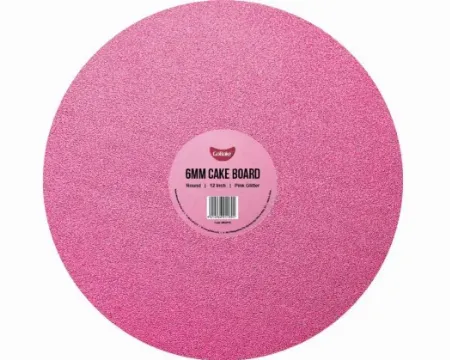 GoBake 12 Inch 6mm Round Pink Glitter Masonite Board