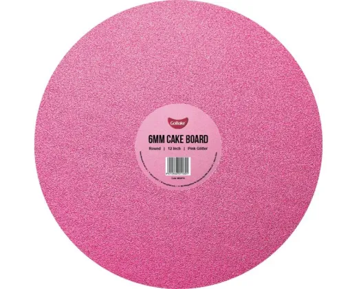 GoBake 12 Inch 6mm Round Pink Glitter Masonite Board