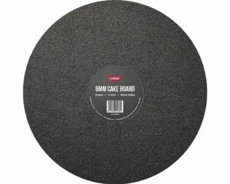 GoBake 12 Inch 6mm Round Black Glitter Masonite Board