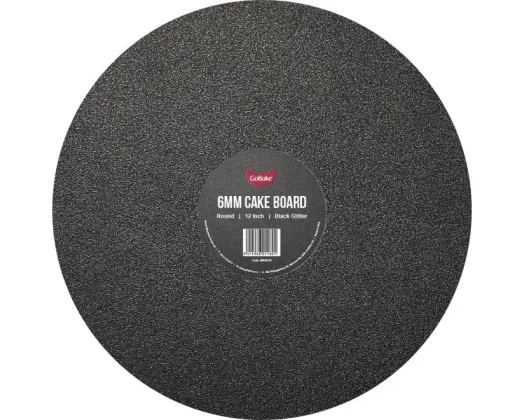 GoBake 12 Inch 6mm Round Black Glitter Masonite Board