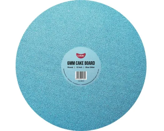 GoBake 12 Inch 6mm Round Blue Glitter Masonite Board