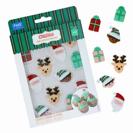 PME Christmas Edible Sugar Decorations - Santa's coming to town