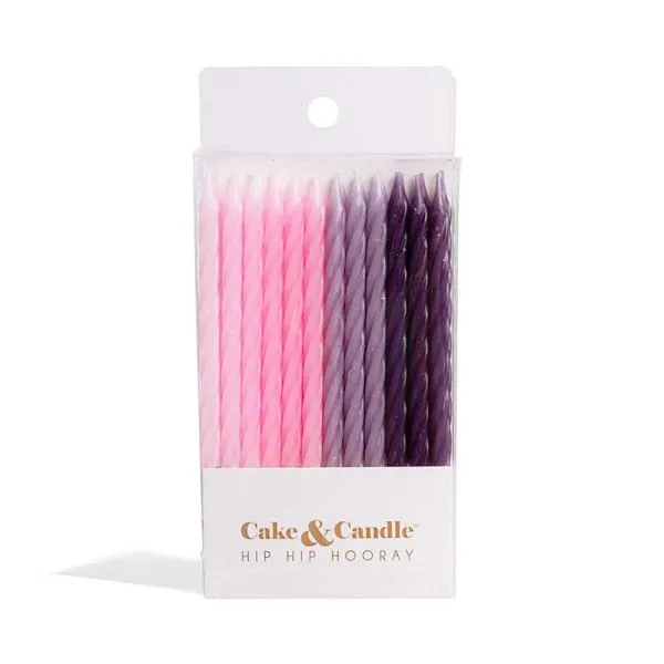 Cake & Candle Pink to Purple Spiral Candles