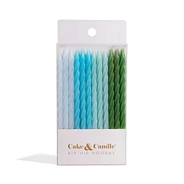 Cake & Candle Blue to Green Spiral Candles