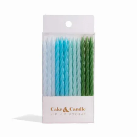Cake & Candle Blue to Green Spiral Candles