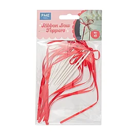 PME Ribbon Bow Cake Toppers Red
