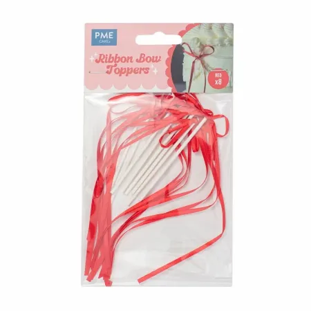 PME Ribbon Bow Cake Toppers Red