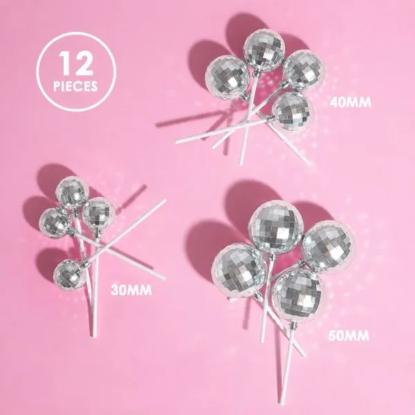 SPRINKS 12 Piece Disco Ball Toppers - SILVER SPRINKS 12 Piece Disco Ball Toppers - SILVER