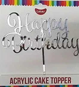 Silver Happy Birthday Topper
