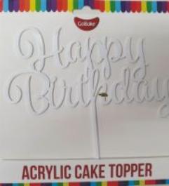 White Happy Birthday Topper