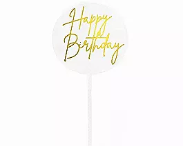 Small Happy Birthday Round Gold topper
