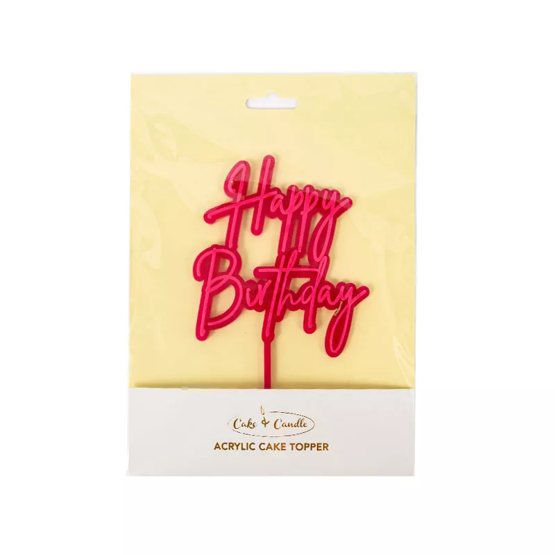 Cake and Candle Happy Birthday - Hot PinkPink