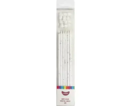 GoBake White & Silver 18cm Candles GoBake White & Silver 18cm Candles