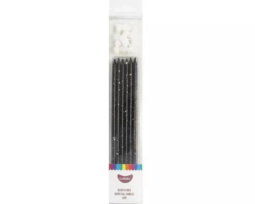 GoBake Black & Gold 18cm Candles