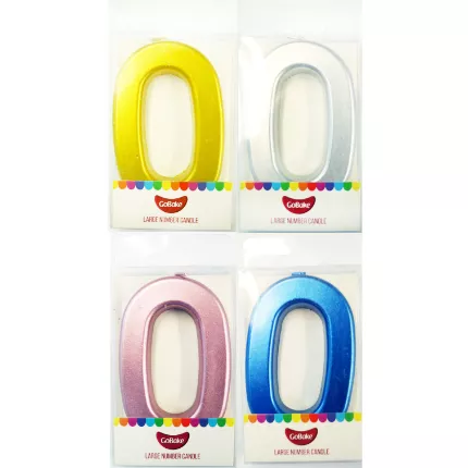 GoBake Large Number 0 Candle Metallic