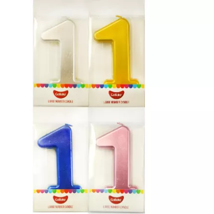 GoBake Large Number 1 Candle Metallic