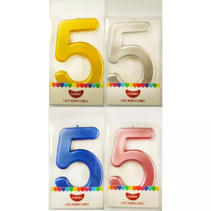 GoBake Large Number 5 Candle Metallic