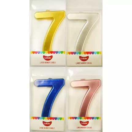 GoBake Large Number 7 Candle Metallic