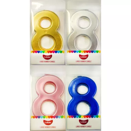 GoBake Large Number 8 Candle Metallic