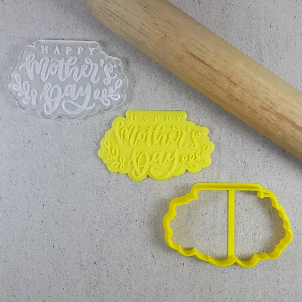 Custom Cookie Cutters Happy Mothers Day Cutter and Embosser Set