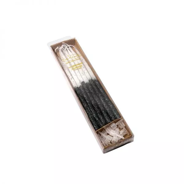 Cake and Candle Black glitter dipped candles